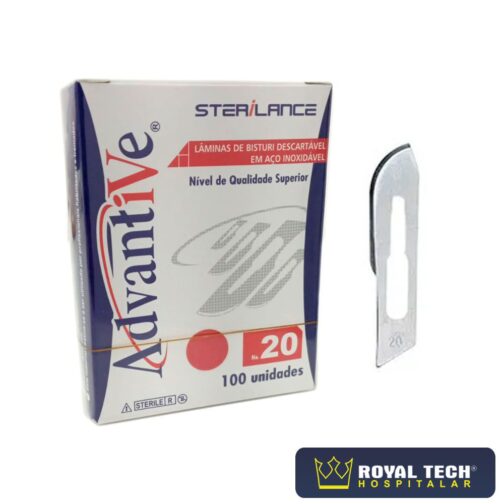 LAMBI20I004 - LAMINA BISTURI ACO INOX (N20) CX 100UN (ADVANTIVE)