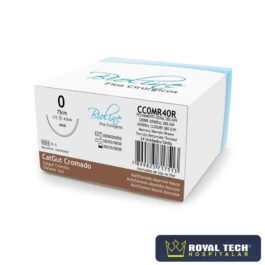 CATGUT CROMADO (0) 4.0CM- 1/2 CIL – 75CM (BIOLINE)