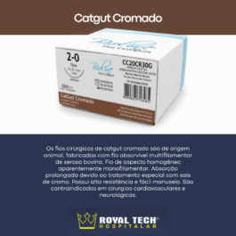 CATGUT CROMADO (3-0) 3.0CM – 3/8 CIL – 75CM (BIOLINE)