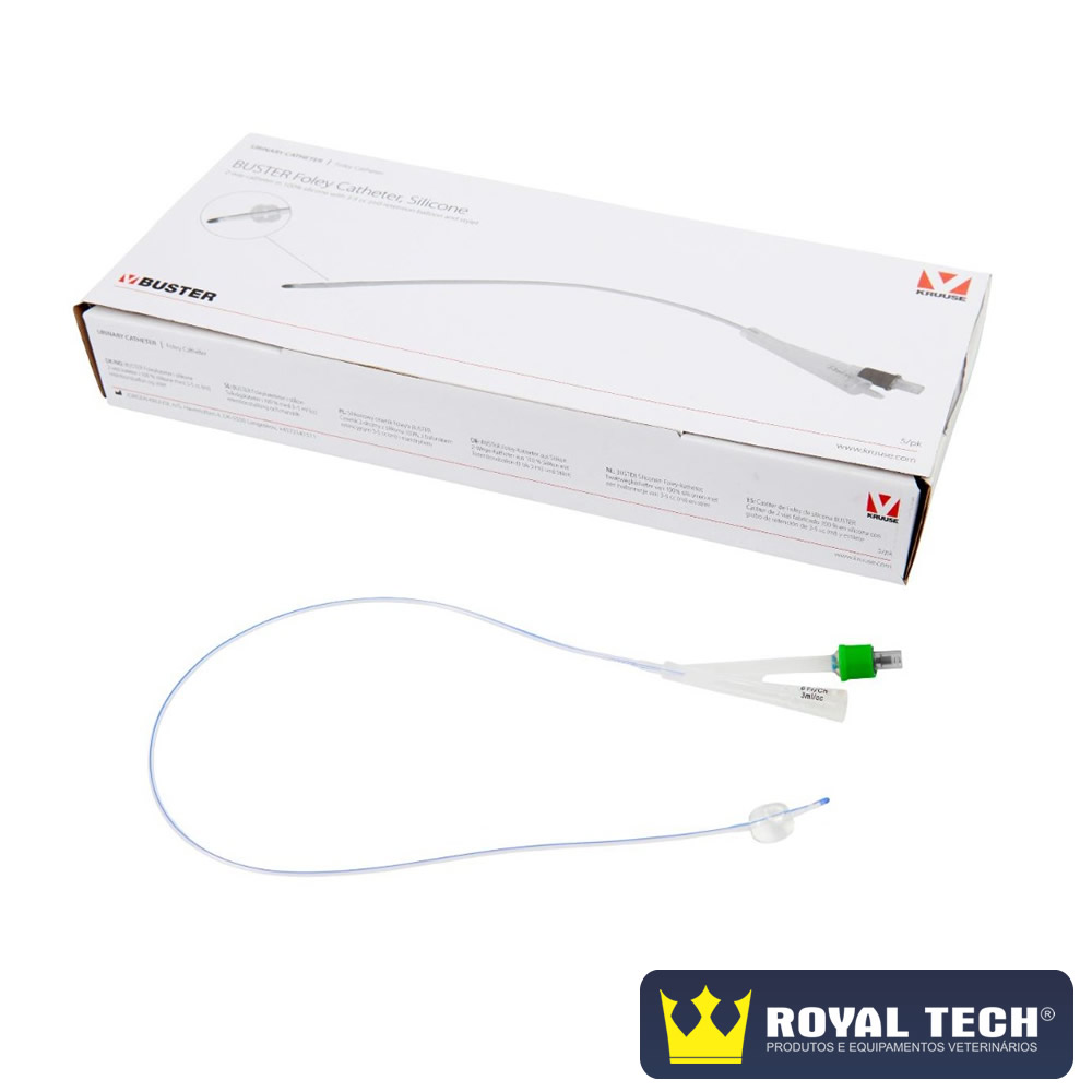 SONDA URETRAL CANINA (6FR)  FOLLEY 2 VIAS EM SILICONE 7 DIAS (2.0MMX55CM) 1UN (KRUUSE)