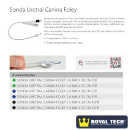 SONDA URETRAL CANINA (8FR)  FOLLEY 2 VIAS EM SILICONE 7 DIAS (2.7MMX55CM) 1UN (KRUUSE)