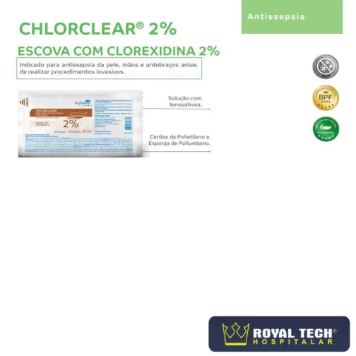 CLOREXIDINA DEGERMANTE 2% (CHLORCLEAR) (ANTISSEPSIA) (22ML) 1ESCOVA (VICPHARMA)