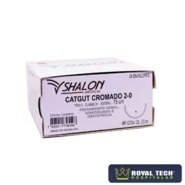 CATGUT CROMADO (2-0) 3.5CM – 1/2 CIL – 75CM (SHALON)