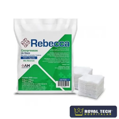 1026100013-COMPRESSA GAZE REBECCA 9F (7.5CMX7.5CM) PCT 500UN (AMED)